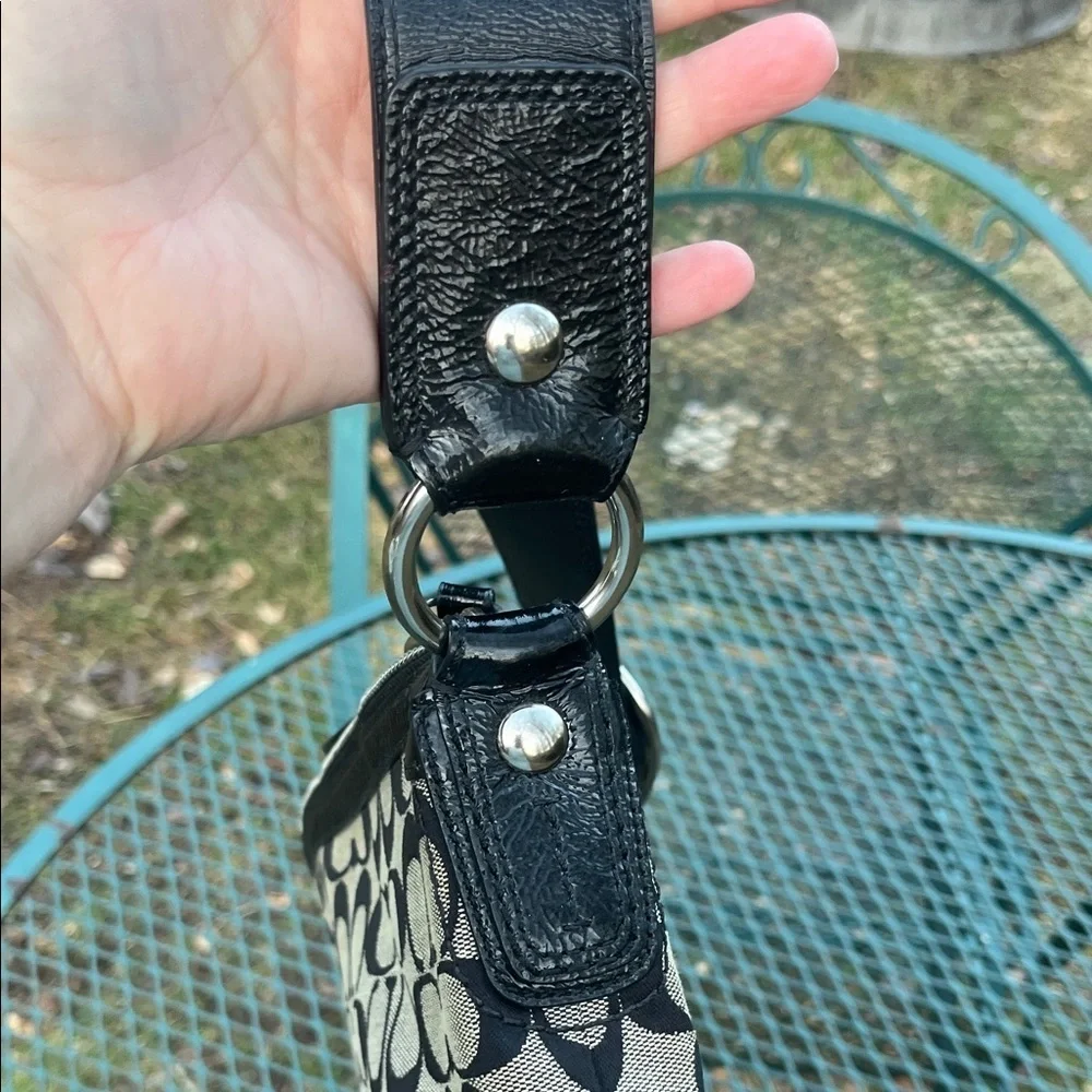 Coach Signature Monogram Shoulder Bag in Black & White Y2K
